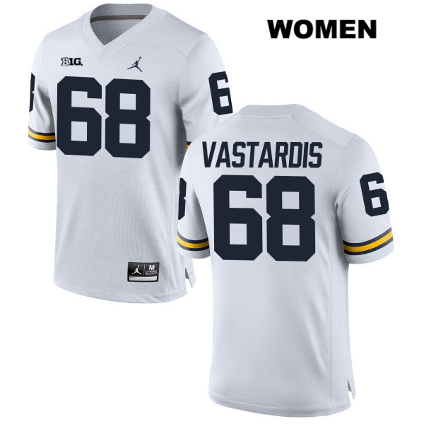 Women's NCAA Michigan Wolverines Andrew Vastardis #68 White Jordan Brand Authentic Stitched Football College Jersey HQ25G57DB